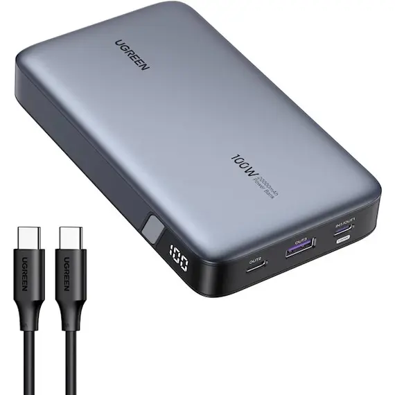 პორტატული დამტენი UGREEN PB720(25188), 20000mAh, USB Type-C, USB, Two-way Power Bank, Grey  - Primestore.ge