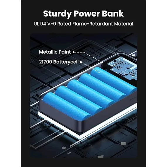 პორტატული დამტენი UGREEN PB720(25188), 20000mAh, USB Type-C, USB, Two-way Power Bank, Grey , 3 image - Primestore.ge