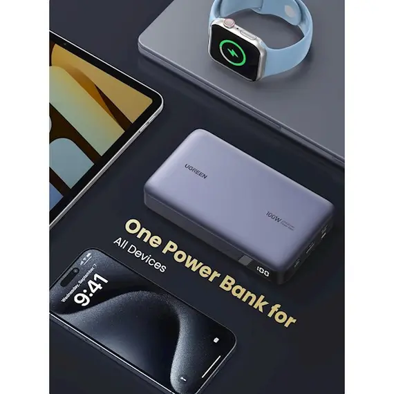 პორტატული დამტენი UGREEN PB720(25188), 20000mAh, USB Type-C, USB, Two-way Power Bank, Grey , 6 image - Primestore.ge
