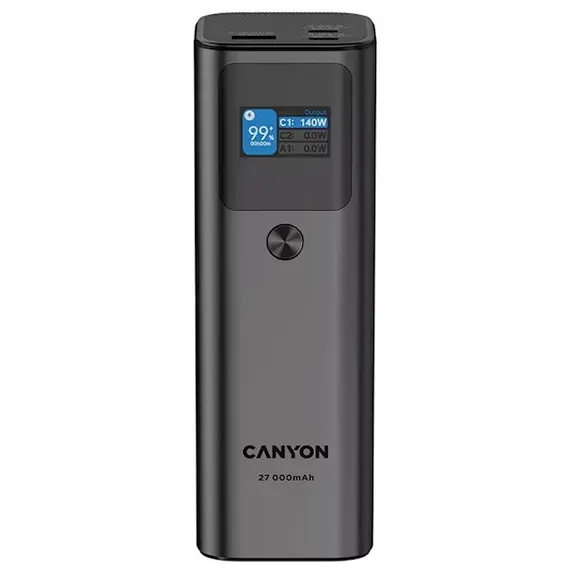 პორტატული დამტენი Canyon CNE-CPB2010DG, 27000mAh, USB Type-C, USB, Power Bank, Dark Grey  - Primestore.ge