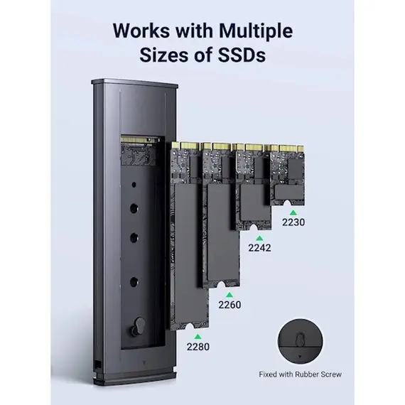 მყარი დისკის ქეისი UGREEN CM578(15512), M.2 NVMe SSD Enclosure Adapter, Grey , 6 image - Primestore.ge