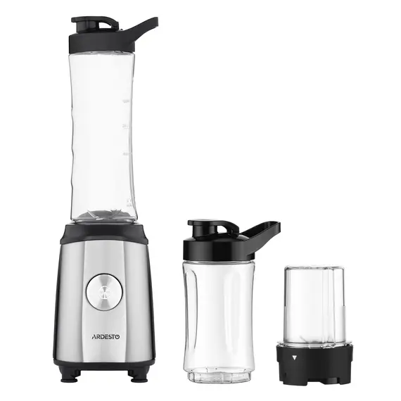 ბლენდერი Ardesto Blender for smoothies BG-F350, 350W, 2in1, bottle-600ml, bottle-300ml, coffee grinder, black+silver  - Primestore.ge