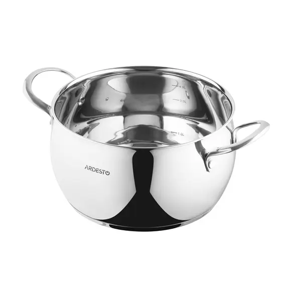 ქვაბი Ardesto Casserole with glass lid Gemini Liguria, 5l, stainless steel , 3 image - Primestore.ge
