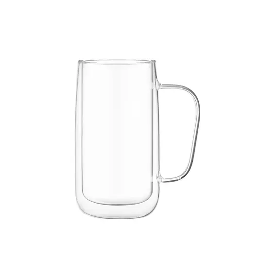Ardesto Doublewall mug set with handles, 400ml, 2pcs, borosilicate glass, transparent, 5 image