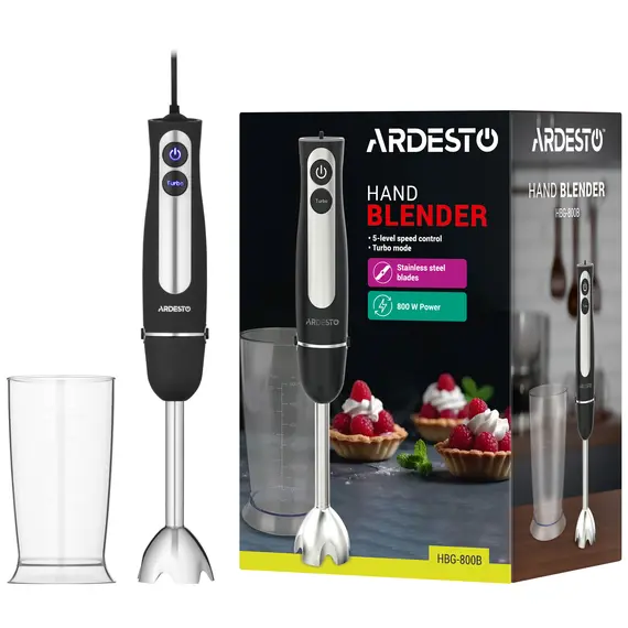 ბლენდერი Ardesto submersible blender 800W, bowl-600ml, black-silver , 8 image - Primestore.ge
