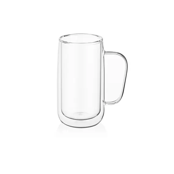 Ardesto Doublewall mug set with handles, 400ml, 2pcs, borosilicate glass, transparent, 4 image