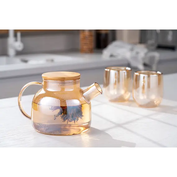 ჭიქების ნაკრები Ardesto Doublewall mug set Golden Moon, 250ml, 2pcs, borosilicate glass, golden , 5 image - Primestore.ge