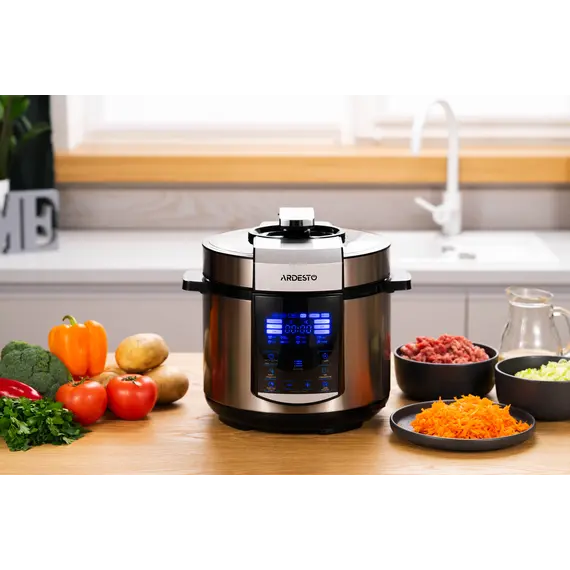 მულტისახარში Ardesto pressure cooker, 900W, bowl-5l, electronic control, recipes book, iron/plastic, silver , 2 image - Primestore.ge