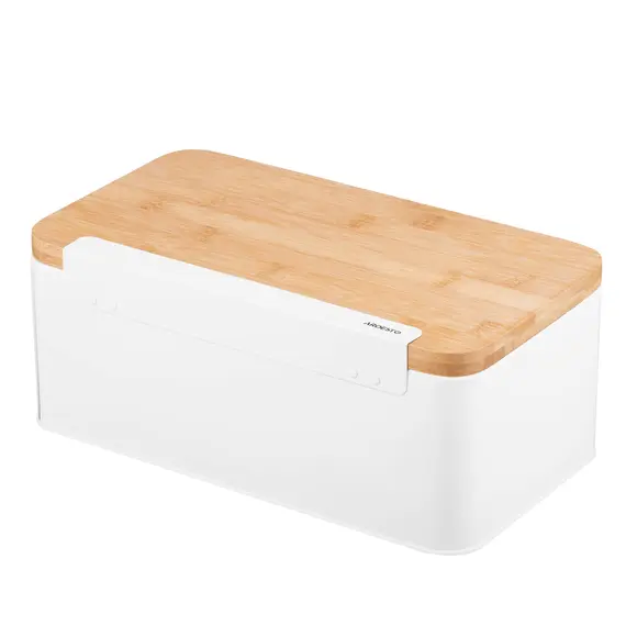 საპურე Ardesto Bread bin Midori 33х13х18cm, metal, bamboo, white , 3 image - Primestore.ge