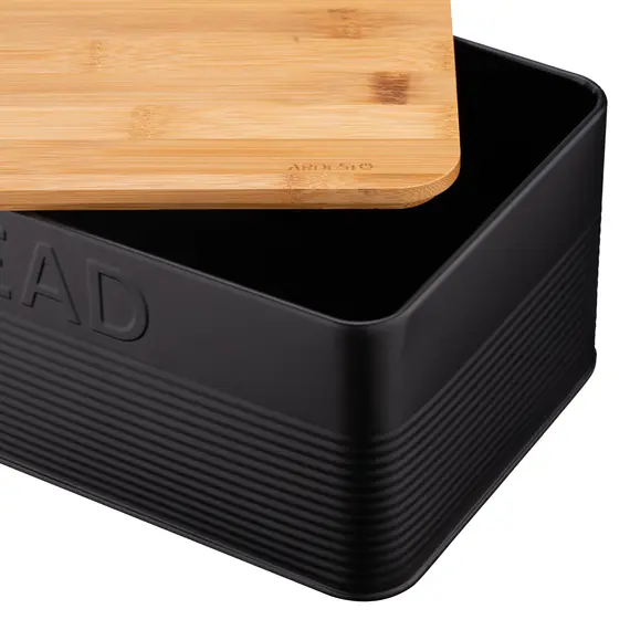 პურის შესანახი Ardesto Bread bin Midori 33х18х12cm, metal, bamboo, black , 7 image - Primestore.ge