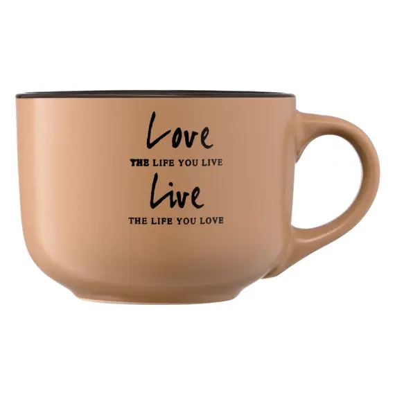 კერამიკის ჭიქა Ardesto Mug Way of life, 550ml, ceramics, gray , 3 image - Primestore.ge