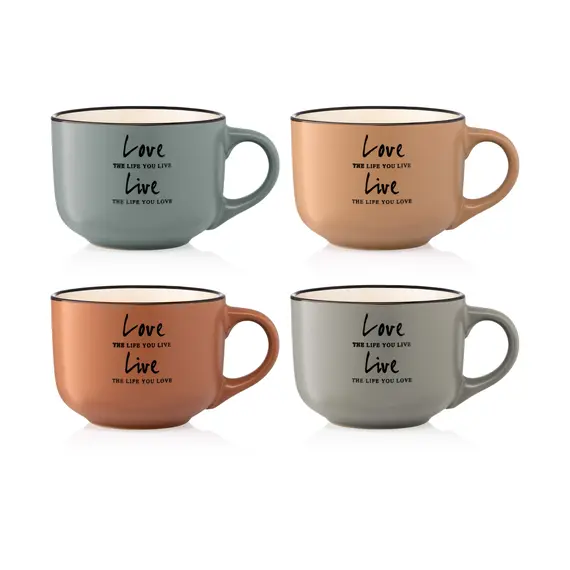 კერამიკის ჭიქა Ardesto Mug Way of life, 550ml, ceramics, gray , 6 image - Primestore.ge