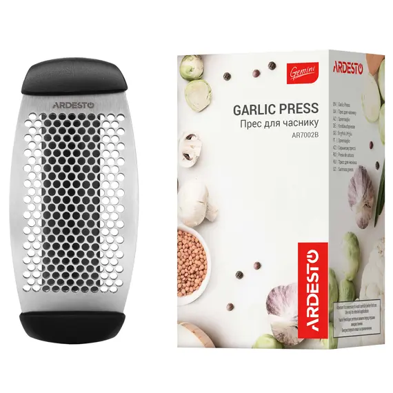ნივრის საჭყლეტი Ardesto Garlic press Gemini, 12cm, stainless steel steel, plastic, black , 4 image - Primestore.ge