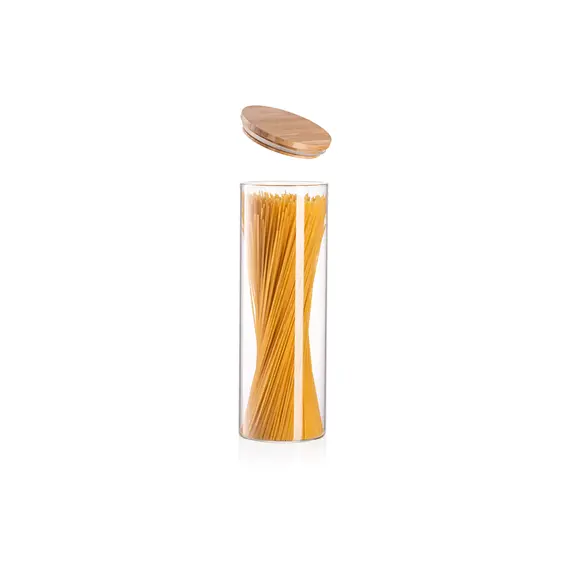 ქილა Ardesto Jar Midori, 1300ml, glass, bamboo, round, transparent , 2 image - Primestore.ge