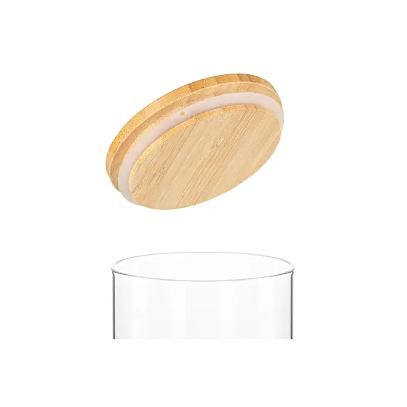 ქილა Ardesto Jar Midori, 1300ml, glass, bamboo, round, transparent , 3 image - Primestore.ge