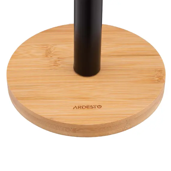 ხელსახოცის დასადგამი Ardesto Paper Towel Holder Midori 15х34cm, metal, bamboo, black - Primestore.ge