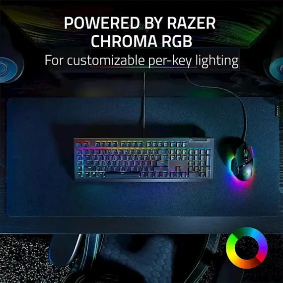 კლავიატურა Razer Keyboard mechanical BlackWidow V4 X, 110key, Green Switch, USB-A, EN, RGB, black , 5 image - Primestore.ge