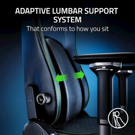 სათამაშო სავარძელი Razer chair Iskur V2 EPU Leather, 4D-Armrests, black-green , 5 image - Primestore.ge
