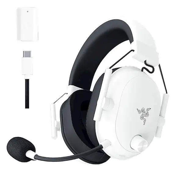 ყურსასმენი Razer Headset BlackShark V2 HyperSpeed, USB/BT/WL, white - Primestore.ge