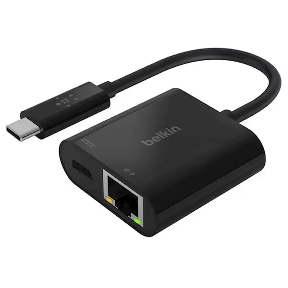 USB-C ადაპტერი Belkin Adapter USB-C - Ethernet 60W PD Black  - Primestore.ge