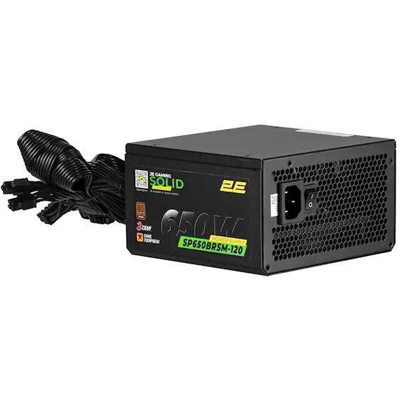 კვების ბლოკი 2E 2E-SP650BRSM-120 Solid, 650W, 80 Plus, Power Supply, Black  - Primestore.ge