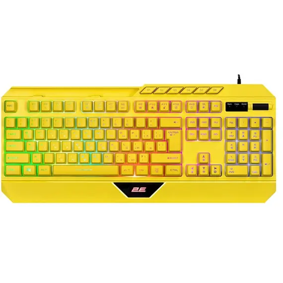 კლავიატურა 2E 2E-KG315UYW, Wired, RGB, USB, Gaming Keyboard, Yellow - Primestore.ge