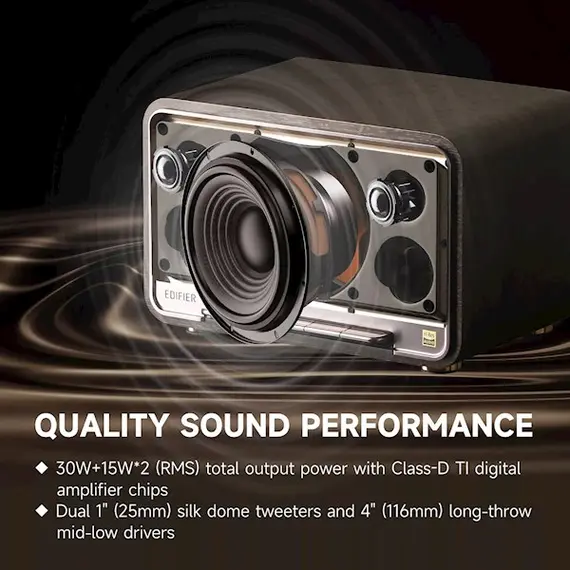 Speaker Edifier D32 Tabletop Wireless Speaker Black Walnut, 6 image