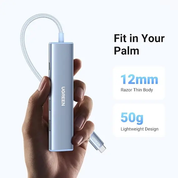 USB-C ჰაბი UGREEN CM478 (35581), USB, USB-C, HDMI, HUB, Blue , 7 image - Primestore.ge
