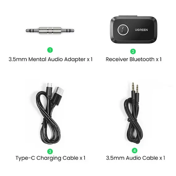 Bluetooth მიმღები UGREEN CM596 (90748), Bluetooth, AUX, Car Adapter, Black , 3 image - Primestore.ge