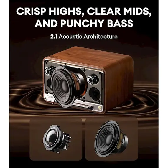 დინამიკი Edifier D32, 60W, Bluetooth, USB-C, AUX, Speaker, Brown , 7 image - Primestore.ge