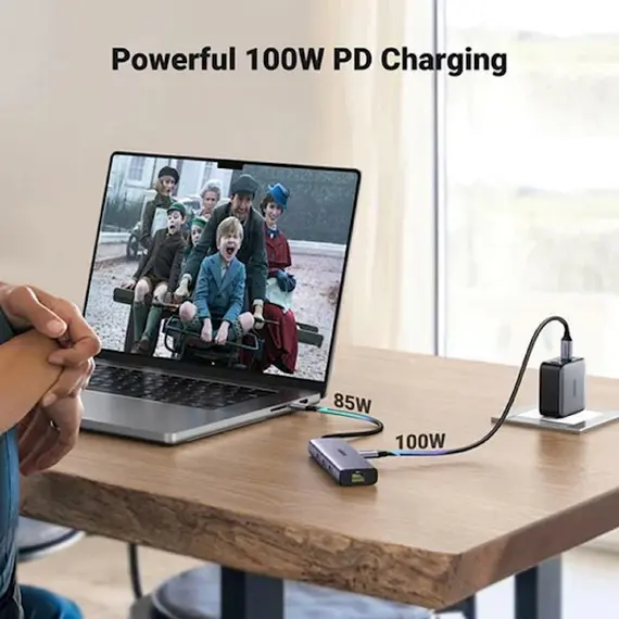 USB-C hub UGREEN CM512 (15598), Type-C, USB, HDMI, Lan, PD, Hub, Gray, 3 image