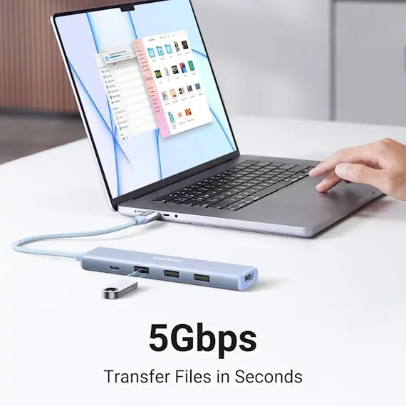 USB-C ჰაბი UGREEN CM478 (35581), USB, USB-C, HDMI, HUB, Blue , 6 image - Primestore.ge