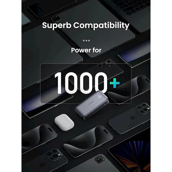 Portable charger UGREEN PB502 (25185) Nexode, 10000mAh, USB Type-C, USB, Power Bank, Gray, 2 image