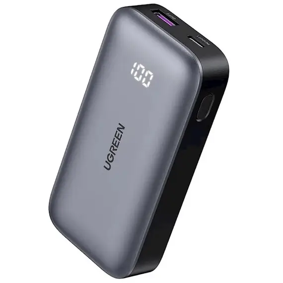 Portable charger UGREEN PB502 (25185) Nexode, 10000mAh, USB Type-C, USB, Power Bank, Gray