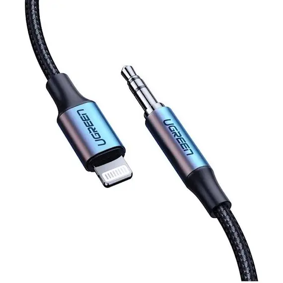 აუდიო ადაპტერი UGREEN US315 (70509), MFA Lightning To 3.5mm Aux Cable, 1M, Gray/Black , 2 image - Primestore.ge
