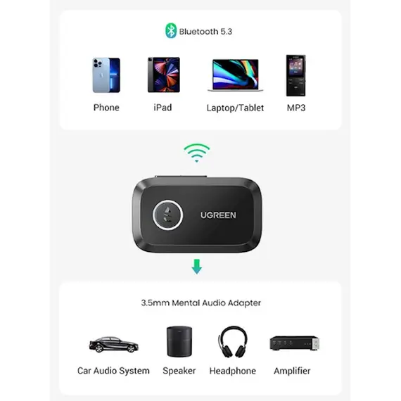 Bluetooth მიმღები UGREEN CM596 (90748), Bluetooth, AUX, Car Adapter, Black , 5 image - Primestore.ge