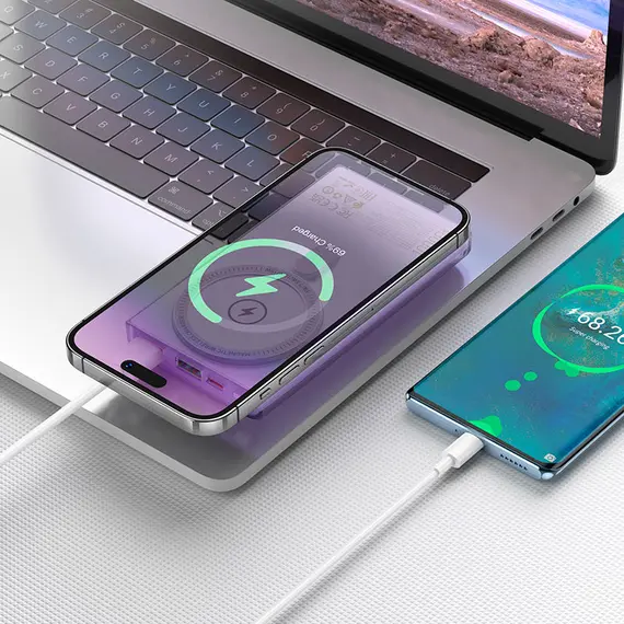 პორტატული დამტენი Hoco Q22 Taurus 22.5W+PD20W magnetic fully compatible power bank with digital display(10000mAh) Gray , 3 image - Primestore.ge