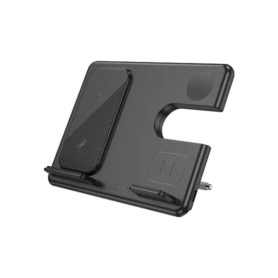 პორტატული დამტენი Hoco CQ2 Flash folding 3-in-1 wireless fast charger(SAM Watch) black , 3 image - Primestore.ge