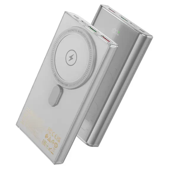 პორტატული დამტენი Hoco Q22 Taurus 22.5W+PD20W magnetic fully compatible power bank with digital display(10000mAh) Gray  - Primestore.ge