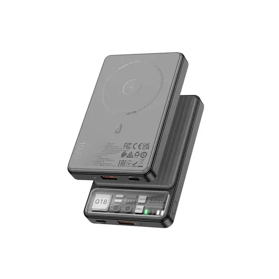 Portable charger Hoco Q18 Tourer 22.5W fully compatible power bank with magnetic fast (10000mAh) Black