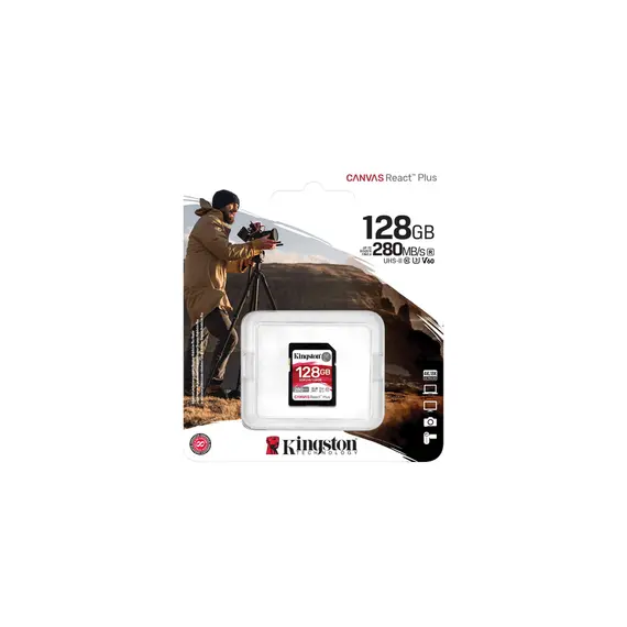 ფლეშ მეხსიერების ბარათი Kingston 128GB SDXC UHS-II Canvas React Plus (SDR2V6/128GB) , 3 image - Primestore.ge