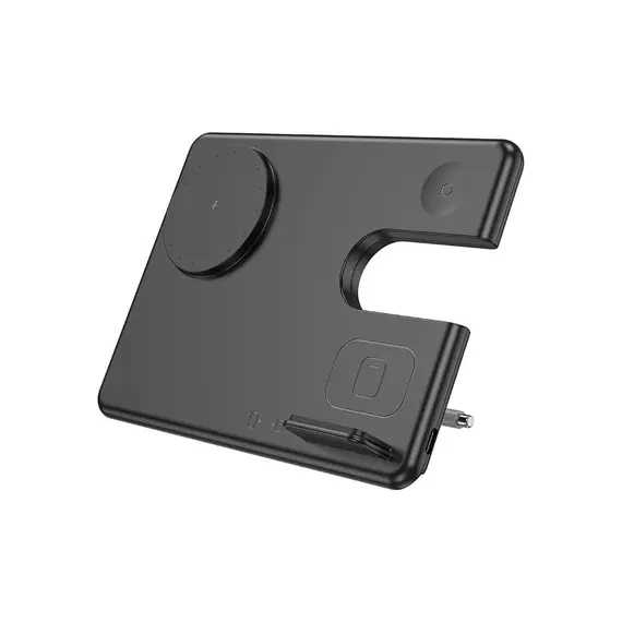 პორტატული დამტენი Hoco CQ1 Geek folding 3-in-1 magnetic wireless fast charger(for iWatch) black , 3 image - Primestore.ge