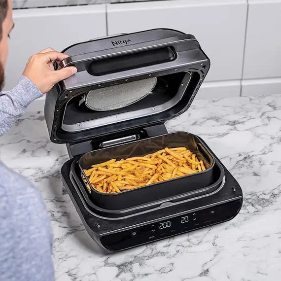 გრილი Ninja AG551EU, 2460W, 3.8L, Grill And Air Fryer, Black/Silver , 2 image - Primestore.ge