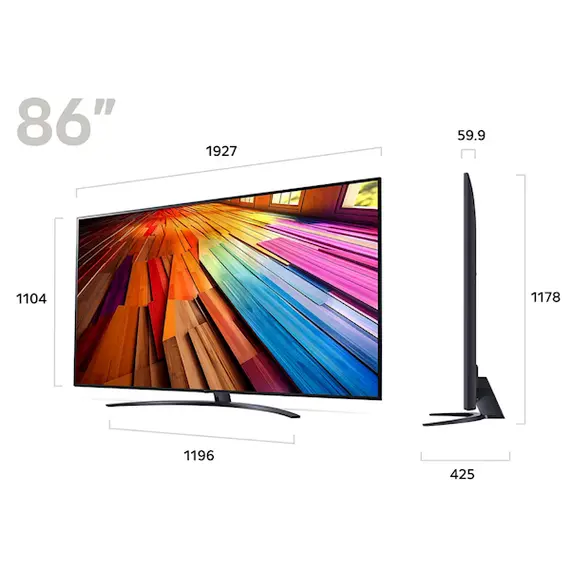 TV LG 86UT81006LA.AMCN, 86", 4K UHD, Smart TV, USB, HDMI, LAN, BT, WIFI, Black, 2 image