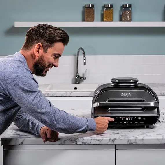 გრილი Ninja AG551EU, 2460W, 3.8L, Grill And Air Fryer, Black/Silver , 5 image - Primestore.ge