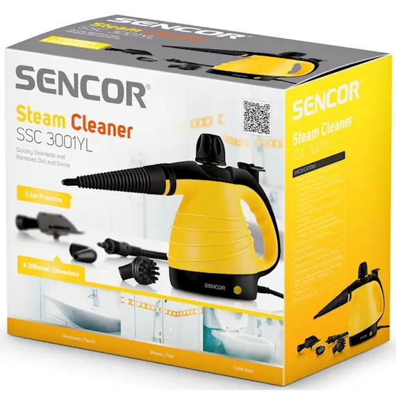 ორთქლით საწმენდი აპარატი Sencor SSC 3001YL, 1000W, ‎350ML, Steam Cleaner, Yellow , 3 image - Primestore.ge