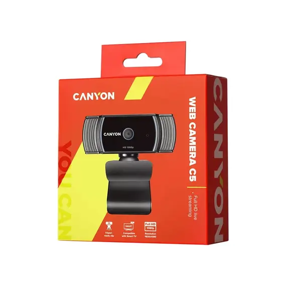 ვებკამერა CANYON webcam C5 Full HD 1080p Auto Focus Black , 3 image - Primestore.ge