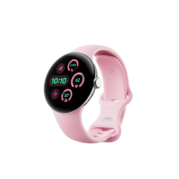 სმარტ საათი Google Pixel Watch 3 41mm Wi-Fi Polished Silver Aluminum Case with Rose Quartz Active Band  - Primestore.ge
