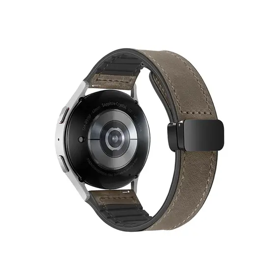 სმარტ საათის სამაჯური For Samsung Gear Sport / Huawei Watch GT 3 42mm Magnetic Genuine Cow Leather Watch Band, 20mm - Dark Brown  - Primestore.ge