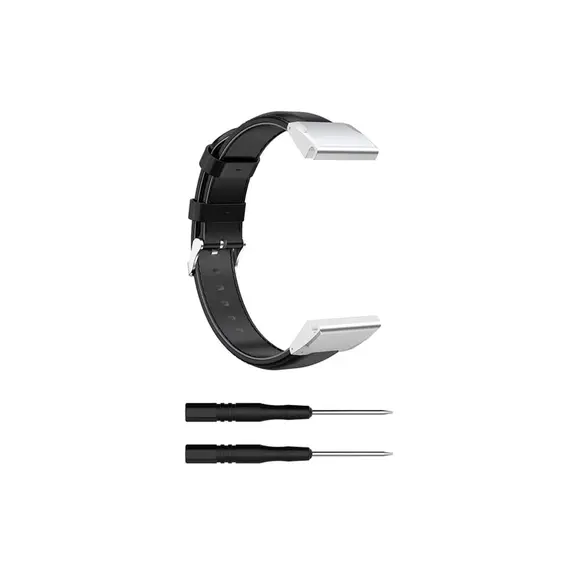 სმარტ საათის სამაჯური 20mm Oil Wax Skin Cowhide Leather Watch Band - Black , 3 image - Primestore.ge